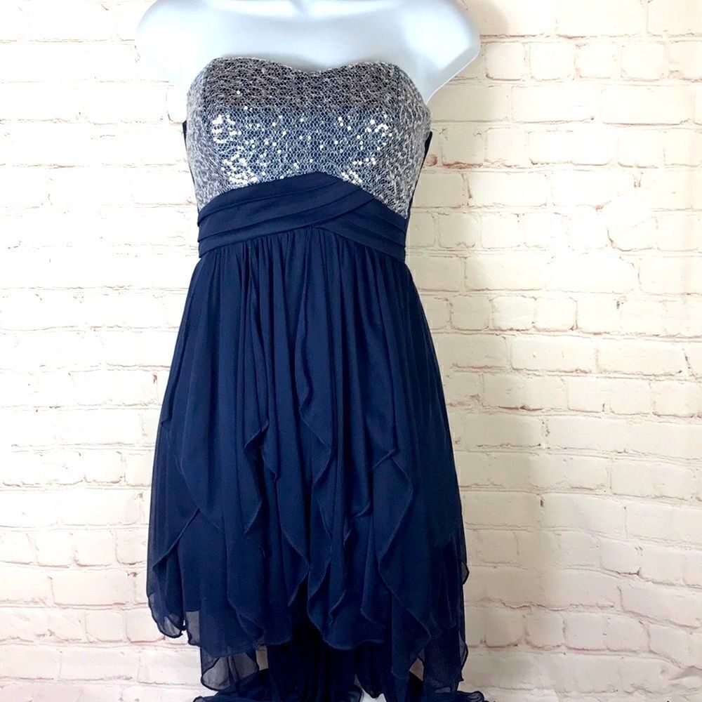 My Michelle sequin strapless handkerchief …